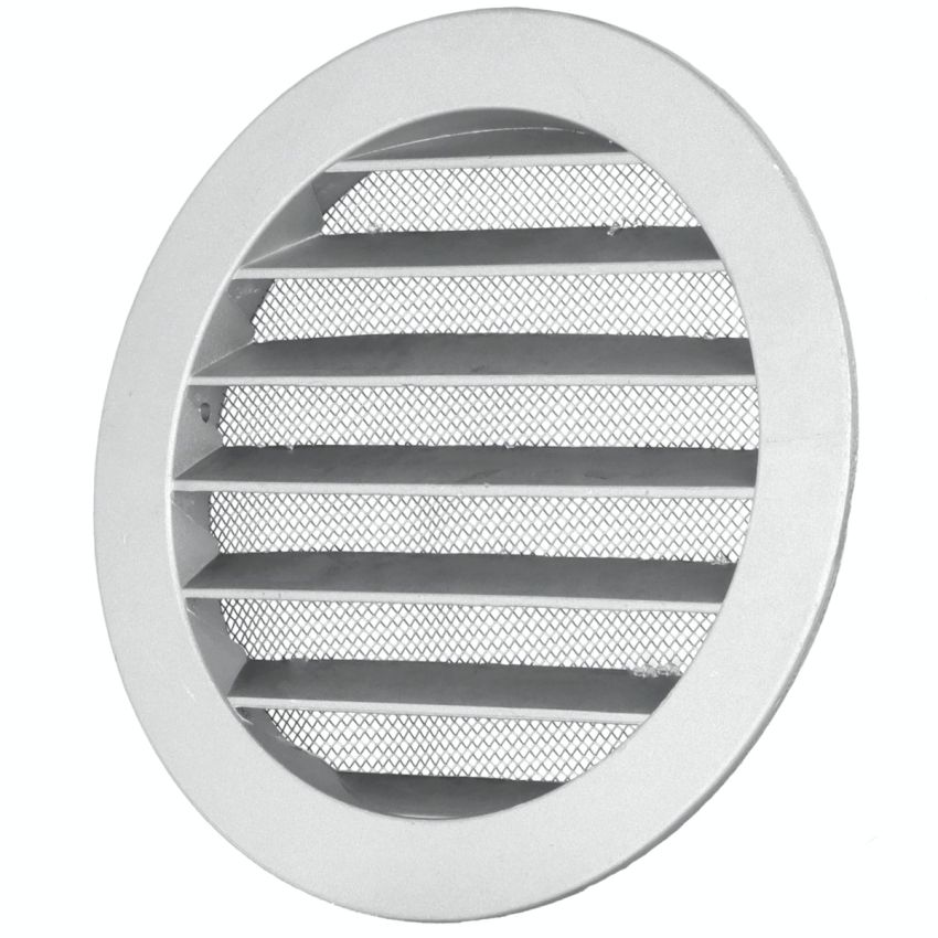 DOMUX DMX-200-CLE-W Grille de Ventilation Ronde 200 mm en Fonte d'Aluminium - Filet Anti Insectes - Durable et Résistante aux Intempéries - Extérieure/Intérieure - DN200