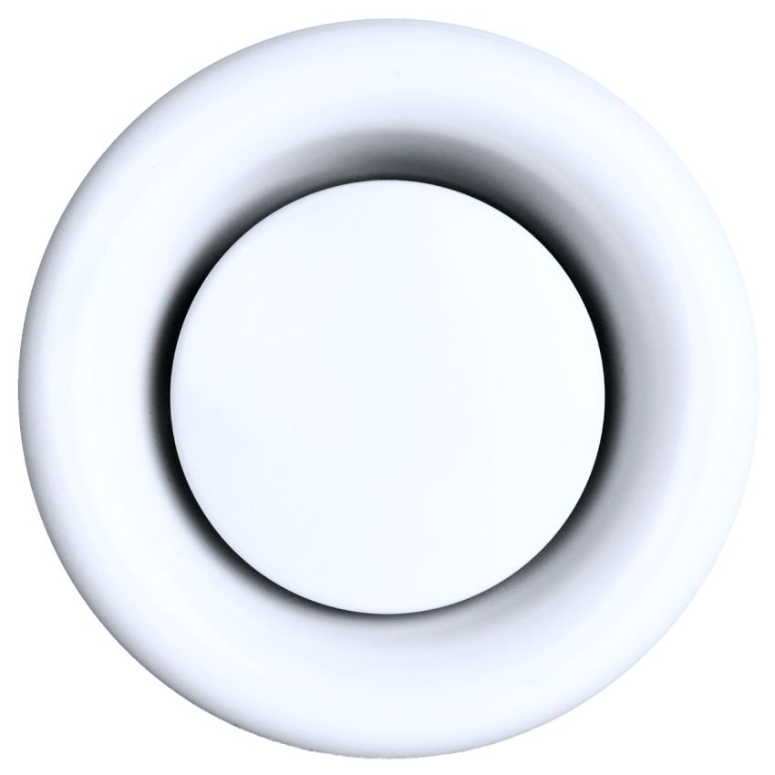 DOMUX DMX-100-VNE Bouche VMC 100 mm Réglable en Acier Blanc Laqué - Extraction - Durable et Élégante - VMC Simple et Double Flux - Installation Mur ou Plafond - DN100