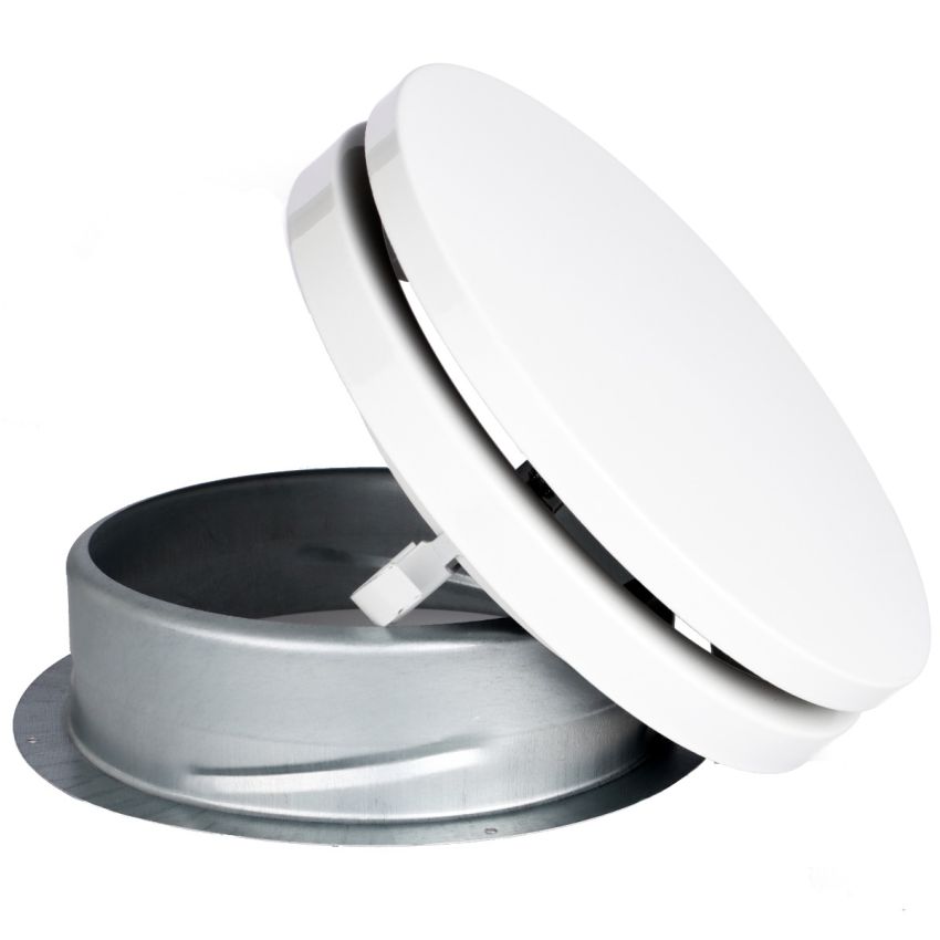 DOMUX DMX-100-FVS Bouche VMC 100 mm Réglable en Acier Blanc Laqué - Insufflation - Durable et Élégante - VMC Simple et Double Flux - Installation Mur ou Plafond - DN100