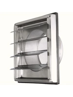 Stainless steel vent grille with movable louvres Ø100 mm and insect mesh