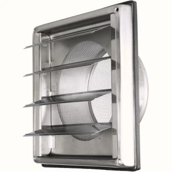 Grille Ventilation Inox 100 mm pour Hotte, Extracteur et Sèche-Linge Grille de ventilation inox à lames DOMUX DMX-100-SMS-W (