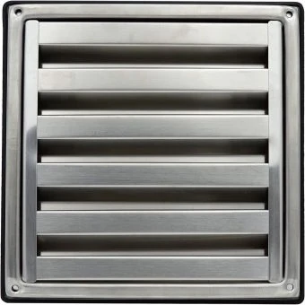 DOMUX DMX-125-FMS Grille Ventilation 125 mm Inox Haute Qualité - Hotte, Extracteur, Sèche-Linge, VMC - Joint Caoutchouc Vis - Résistance Intempéries - 185x185mm - DN125